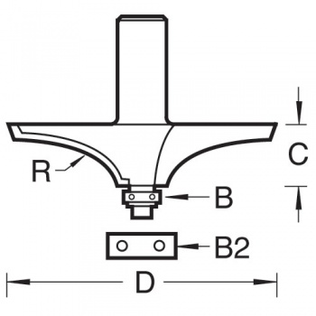 46/42X1/2TC - Guided thumb mould cutter