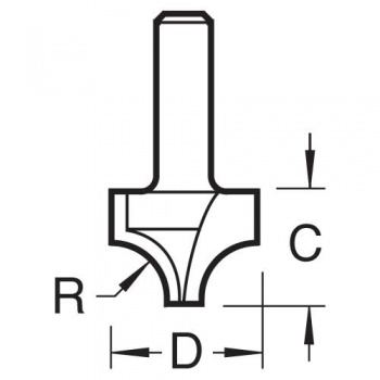 C126X1/4TC - Rounding over 4.8mm radius x 12.7mm cut