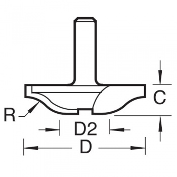 C150X1/4TC - Raised panel 12mm radius x 41mm diameter