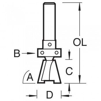 C162X1/4TC - Dovetail 12.7mm diameter x 104 degrees guided