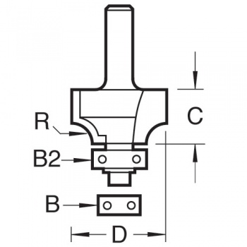 C074X8MMTC - Rounding over 3.2mm radius x 9.5mm cut