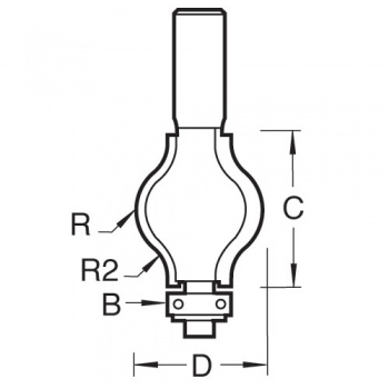 C218X1/2TC - Bearing guided hand rail 9.5mm radius