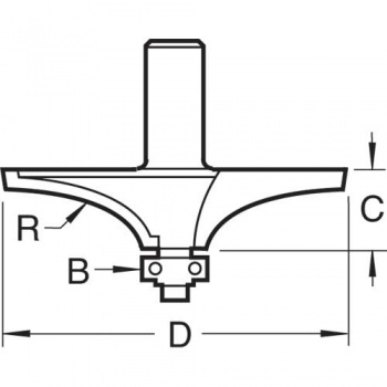 C190X1/2TC - Bearing guided thumb mould radius44mm