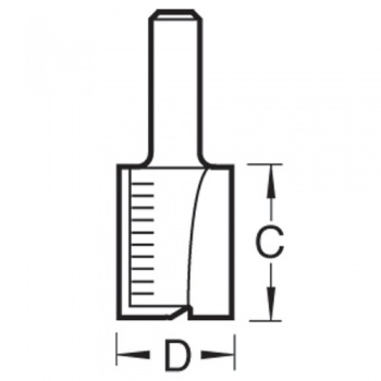 C016SX1/4TC - Two Flute 10mm diameter x 19mm Cut Scale