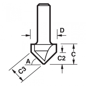 C043X1/4TC - Chamfer V groove cutter angle=60 degrees