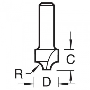 C106X1/4TC - Ovolo 3.2mm radius x 9.5mm diameter