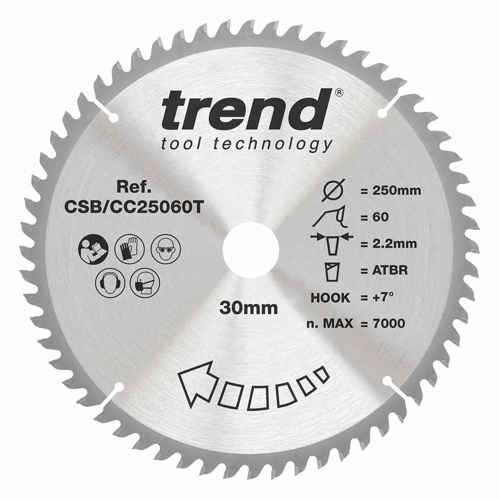 CSB/CC25060T - Craft saw blade crosscut 250mm x 60 teeth x 30mm