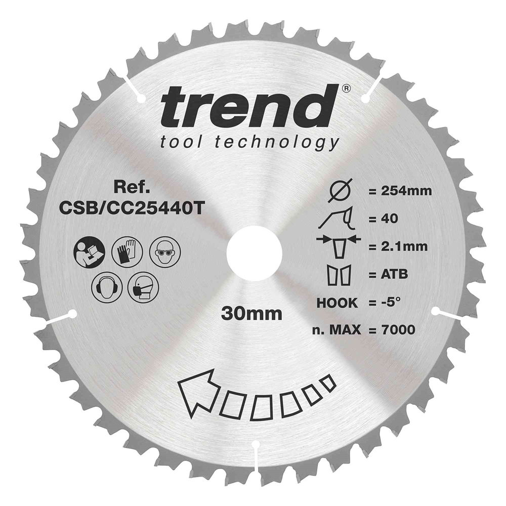 CSB/CC25440T - Craft saw blade crosscut 254mm x 40 teeth x 30mm thin