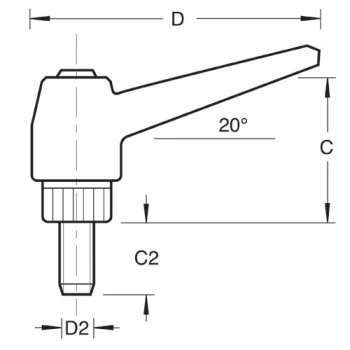 KB11/M/6 - Lever M6 x 30 Male 1 off