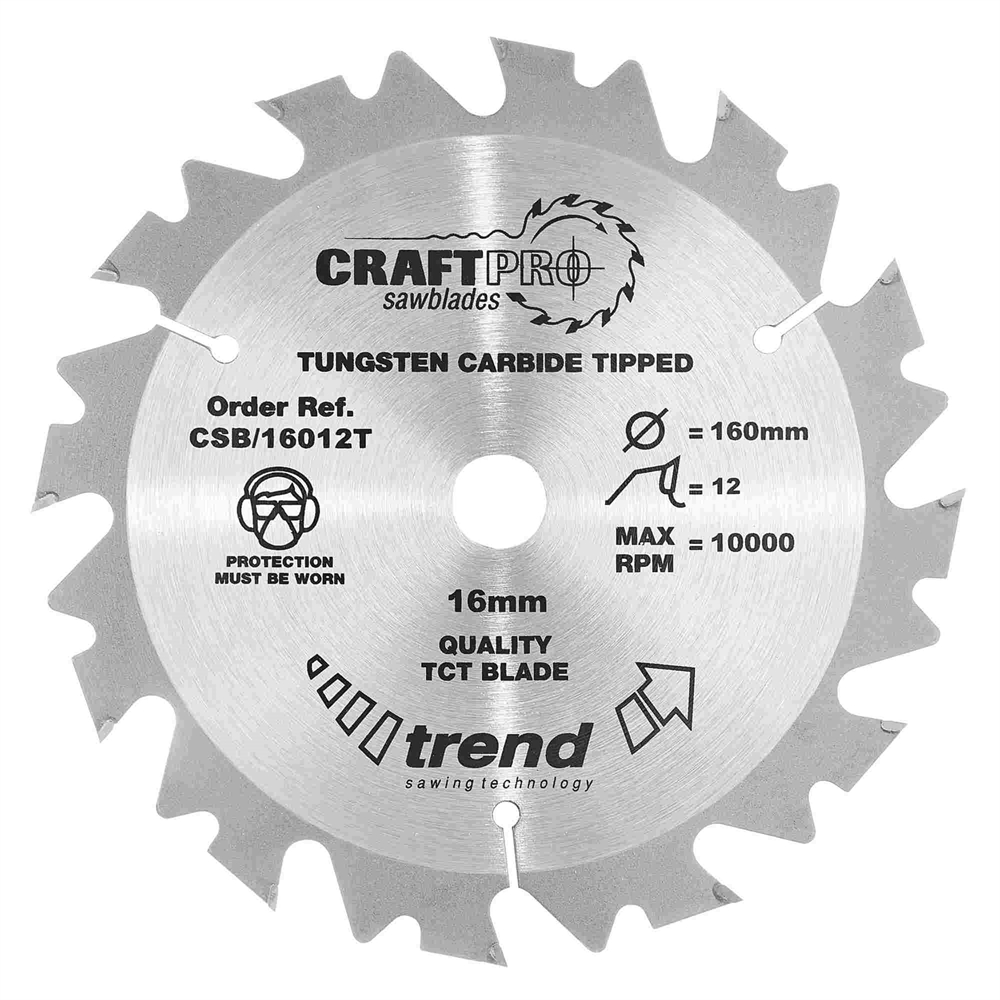 CSB/16012T - Craft saw blade 160mm x 12 teeth x 16 thin