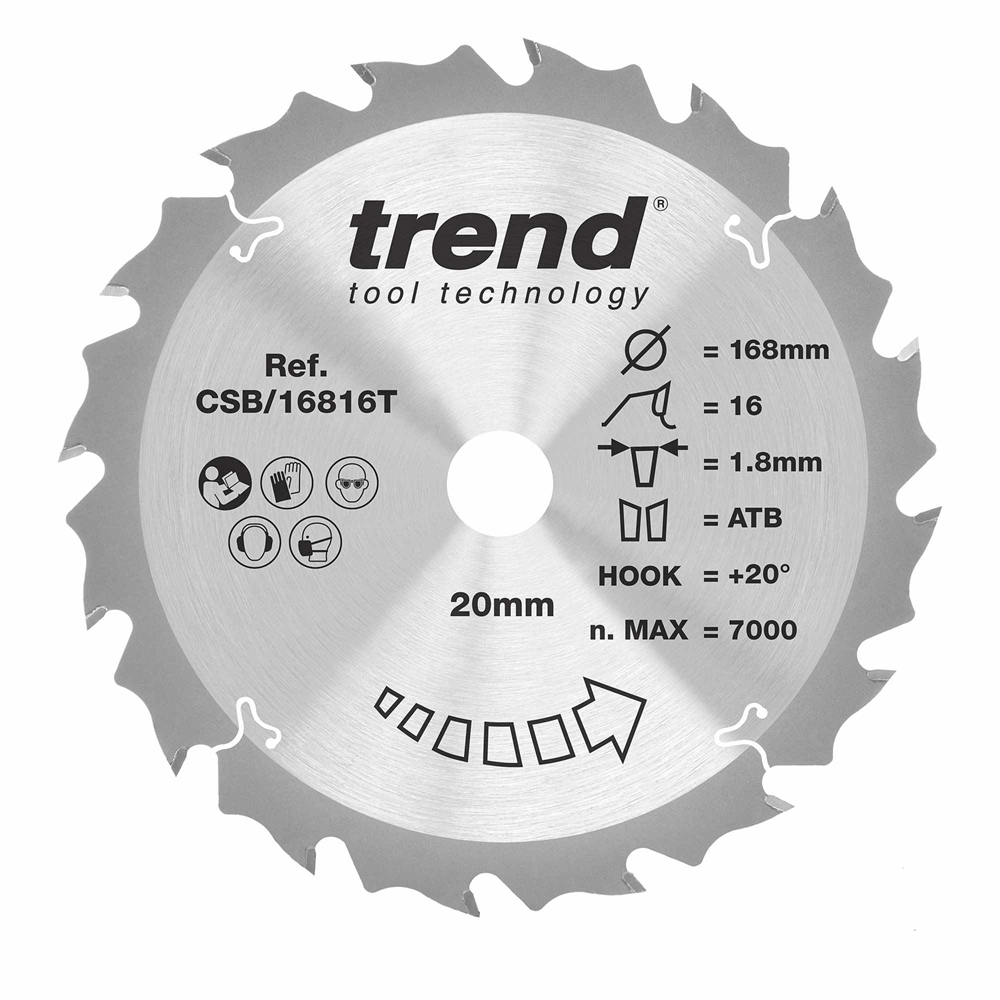 CSB/16816T - WOOD SAWBLADE 168X20X16TX1.8