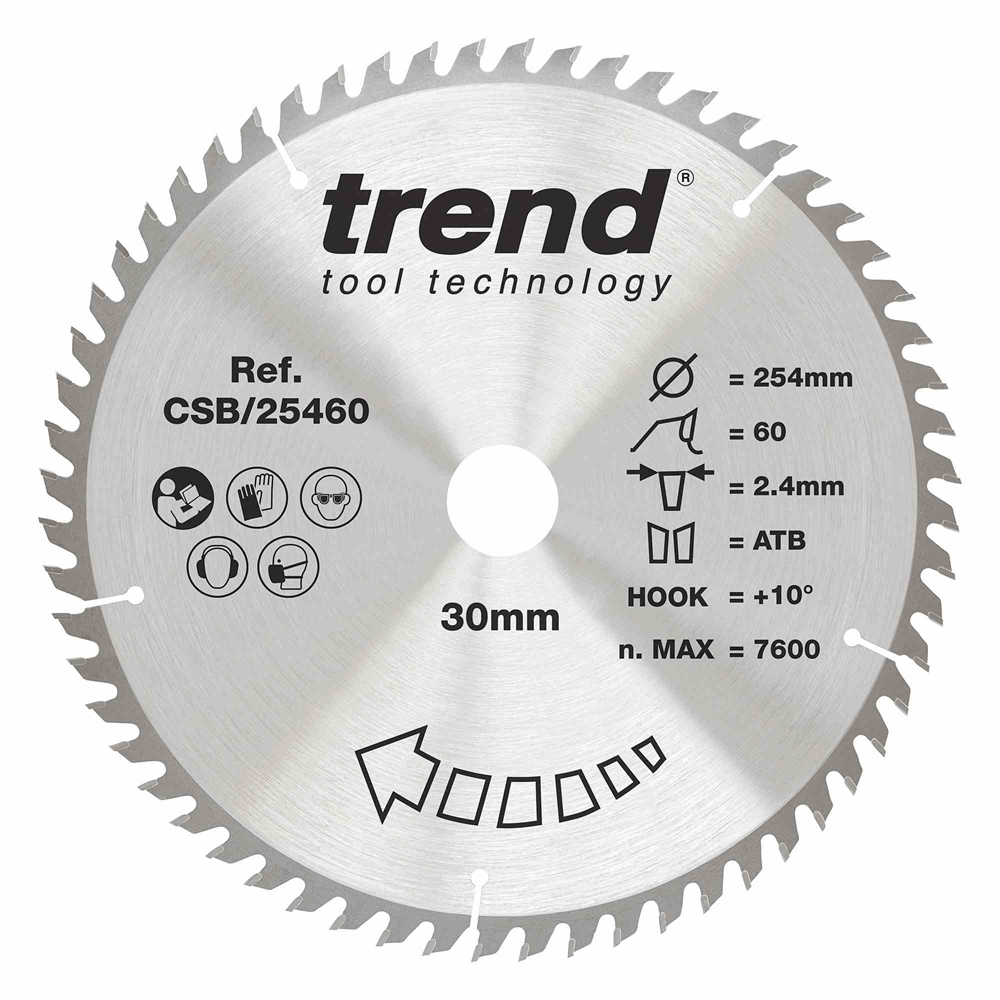 CSB/25460 - WOOD SAWBLADE 254X30X60TX2.4