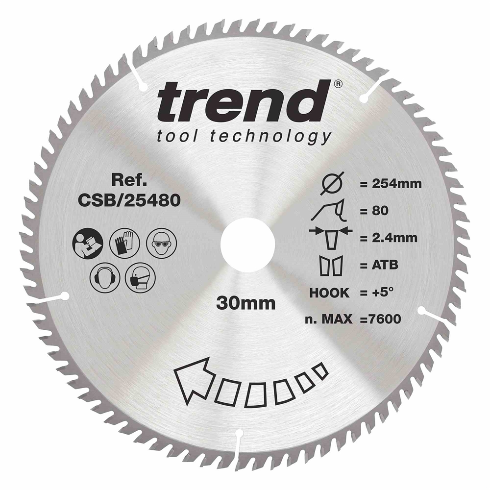 CSB/25480 - WOOD SAWBLADE 254X30X80TX2.4