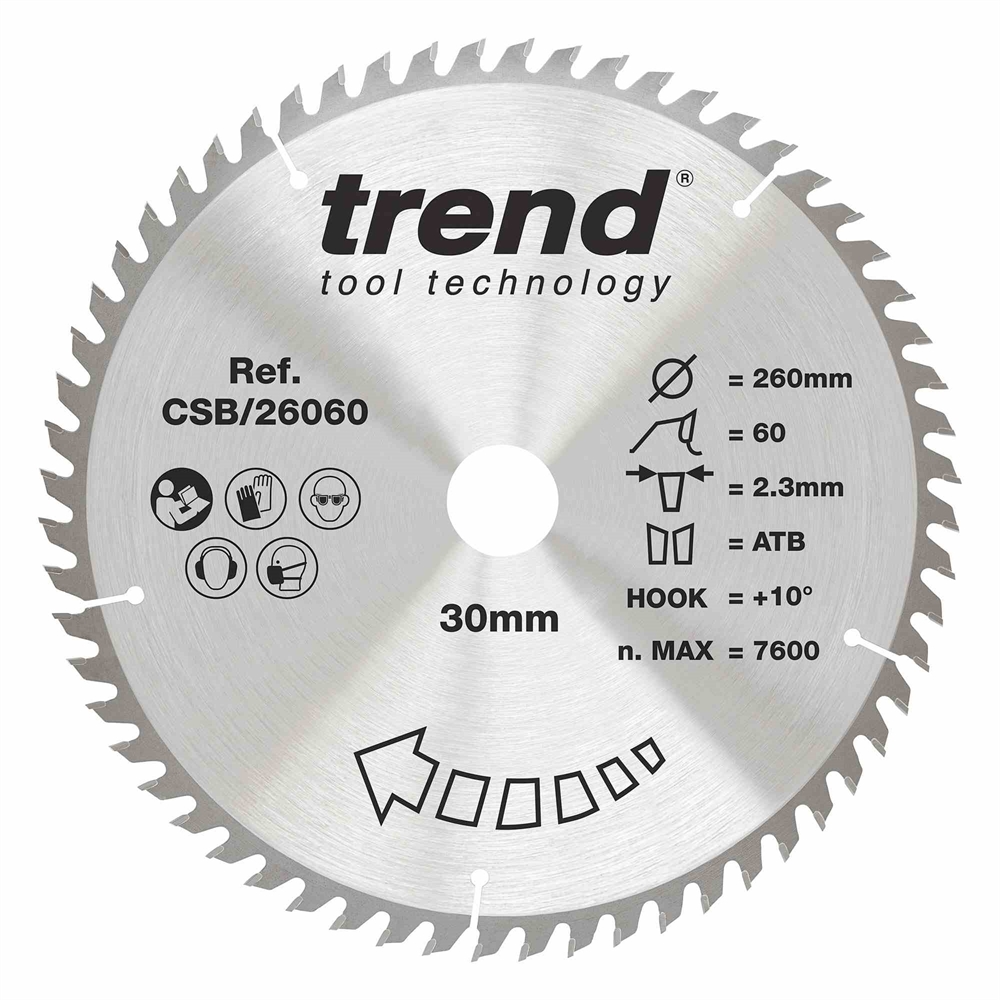 CSB/26060 - WOOD SAWBLADE 260X30X60TX2.3