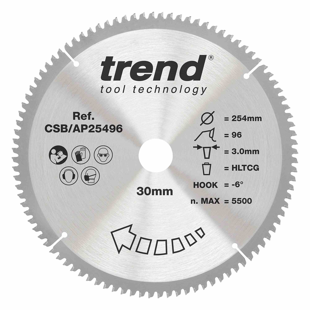 CSB/AP25496 - Craft saw blade aluminium and plastic 254 x 96 teeth x 30