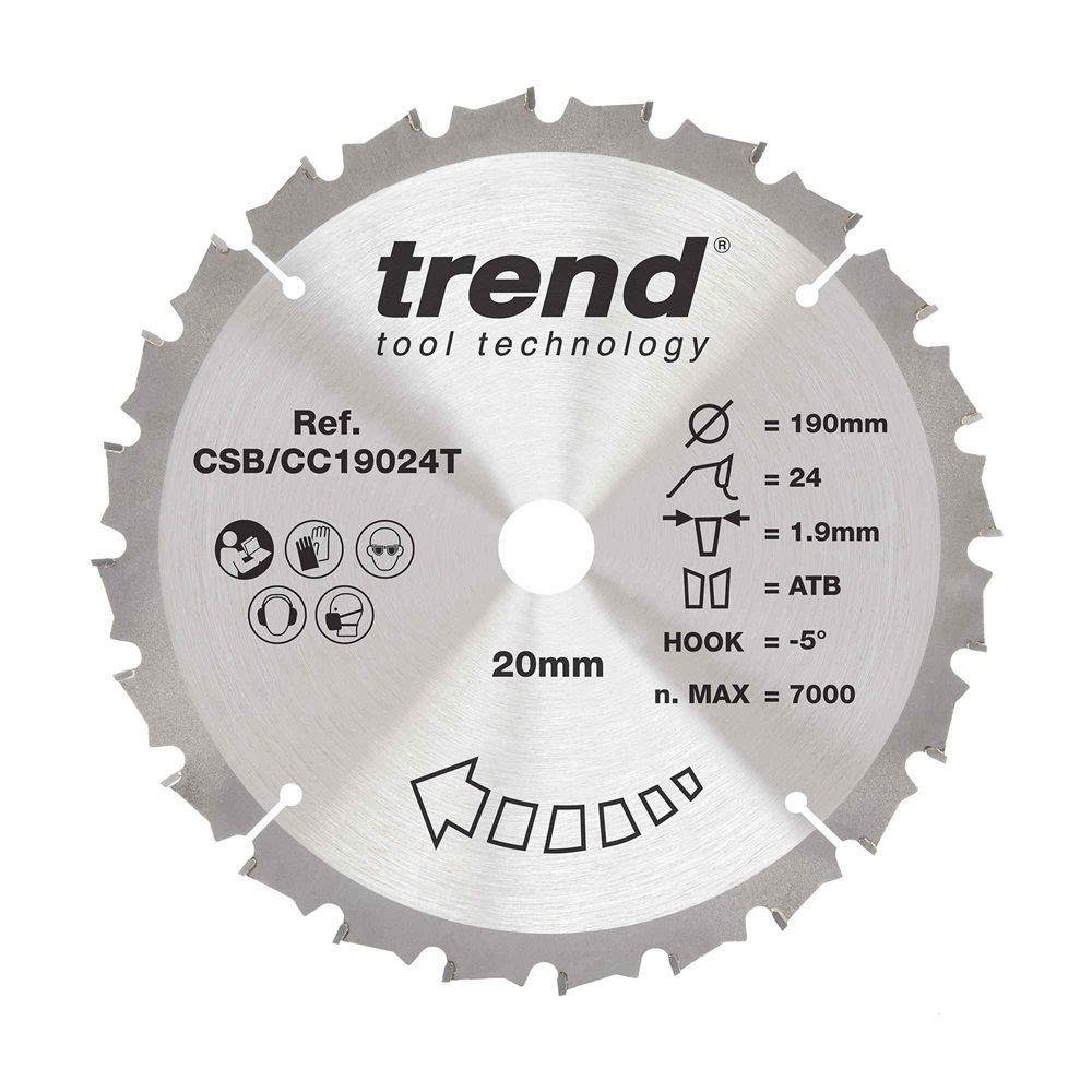 CSB/CC19024T - WOOD CC SAWBLADE 190X20X24TX1.9