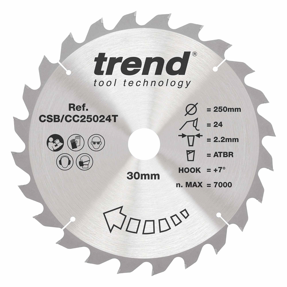 CSB/CC25024T - Craft saw blade crosscut 250mm x 24 teeth x 30mm