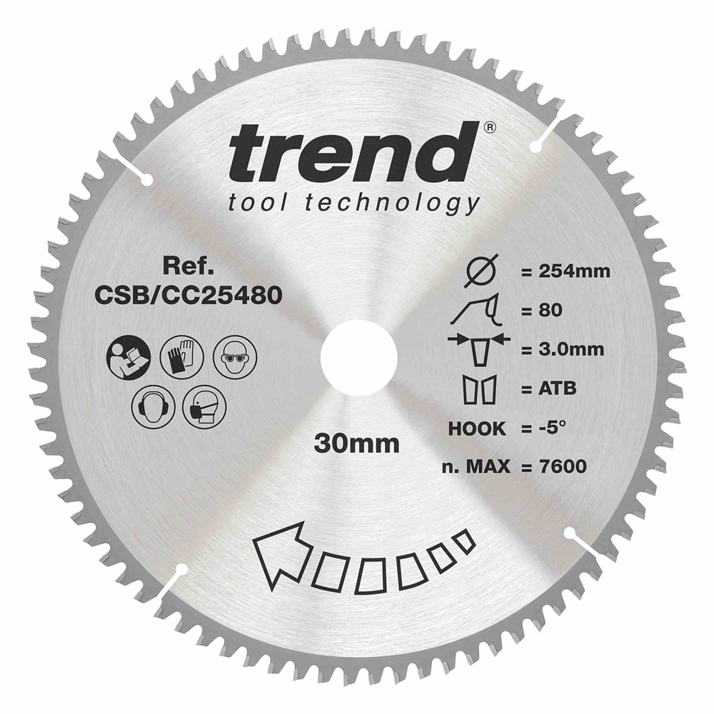 CSB/CC25480 - WOOD CC SAWBLADE 254X30X80TX3.0