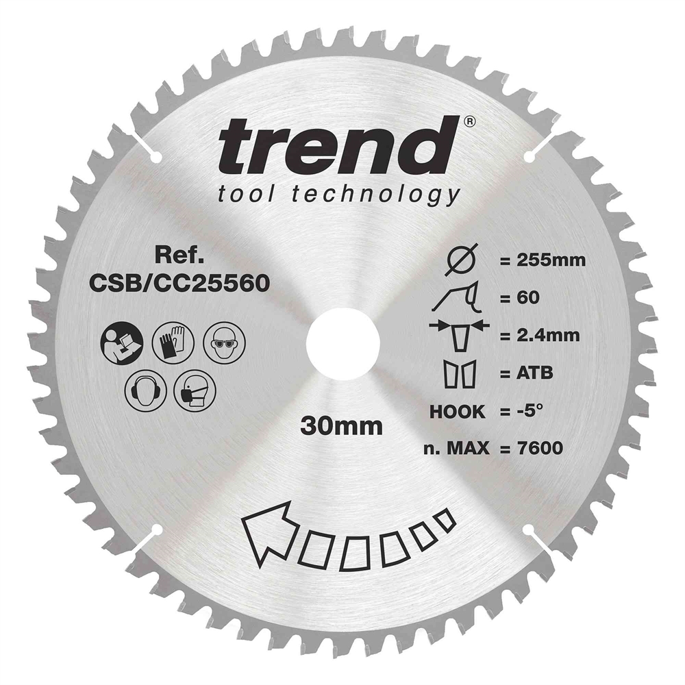 CSB/CC25560 - WOOD CC SAWBLADE 255X30X60TX2.4