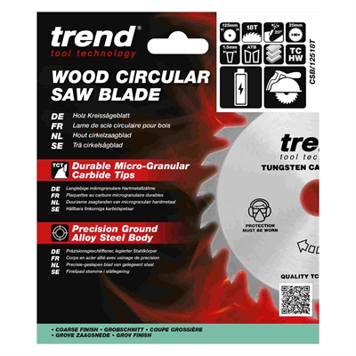 CSB/12518T - WOOD SAWBLADE 125X20X18TX1.5