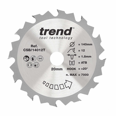 CSB/14012T - WOOD SAWBLADE 140X20X12TX1.8