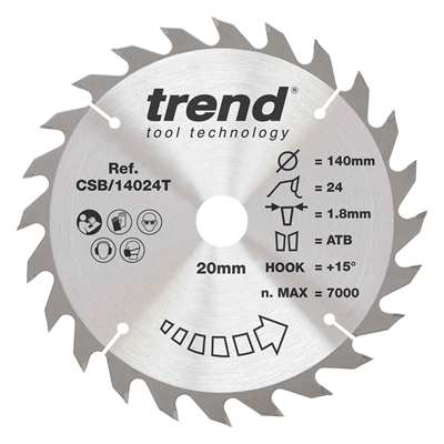 CSB/14024T - WOOD SAWBLADE 140X20X24TX1.8