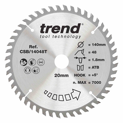 CSB/14048T - WOOD SAWBLADE 140X20X48TX1.8