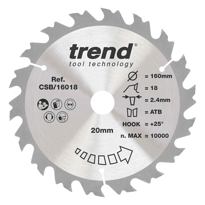 CSB/16018 - WOOD SAWBLADE 160X20X18TX2.4