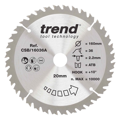 CSB/16036A - WOOD SAWBLADE 160X20X36TX2.2