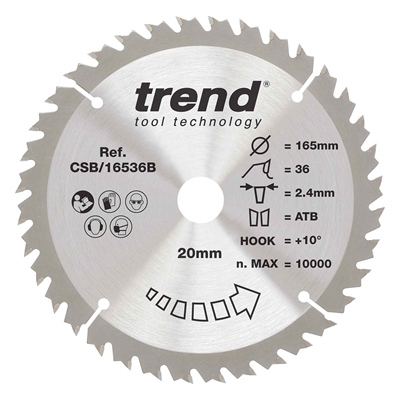 CSB/16536B - WOOD SAWBLADE 165X20X36TX2.4