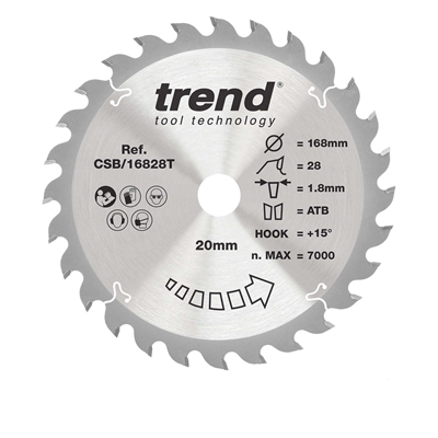 CSB/16828T - WOOD SAWBLADE 168X20X28TX1.8