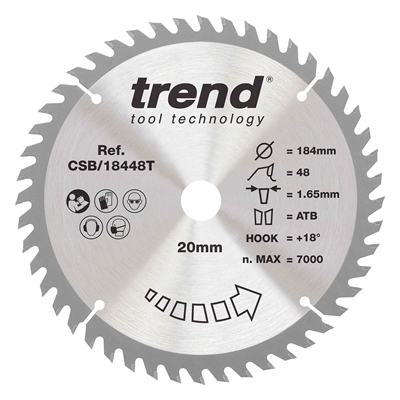 CSB/18448T - WOOD SAWBLADE 184X20X48TX1.7