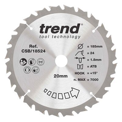 CSB/18524 - WOOD SAWBLADE 185X20X24TX1.8