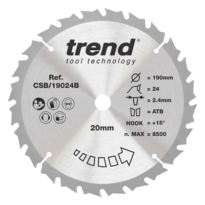 CSB/19024B - WOOD SAWBLADE 190X20X24TX2.4