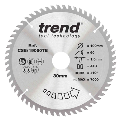 CSB/19060TB - WOOD SAWBLADE 190X30X60TX1.5