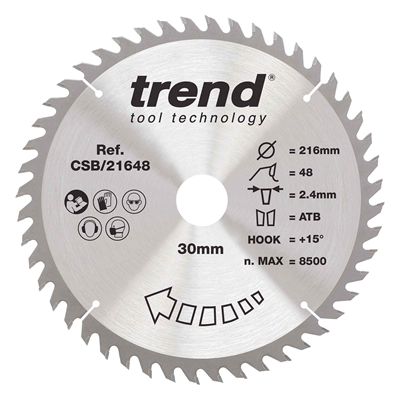 CSB/21648 - WOOD SAWBLADE 216X30X48TX2.4