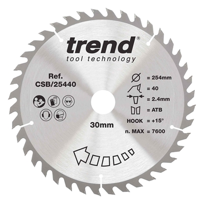 CSB/25440 - WOOD SAWBLADE 254X30X40TX2.4