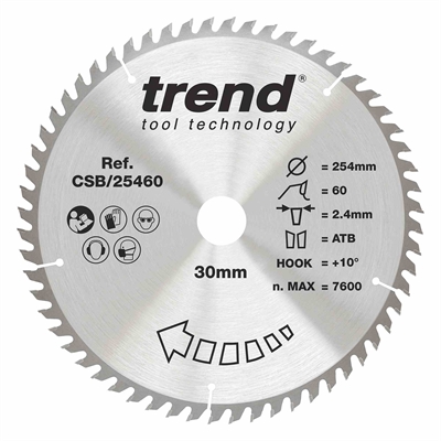 CSB/25460 - WOOD SAWBLADE 254X30X60TX2.4