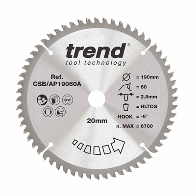 CSB/AP19060A - AP SAWBLADE 190X20X60TX2.8