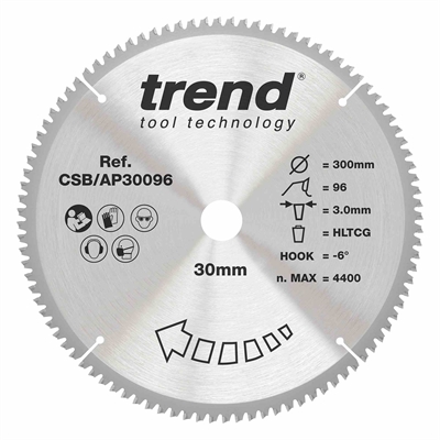 CSB/AP30096 - Craft saw blade aluminium and plastic 300 x 96 teeth x 30