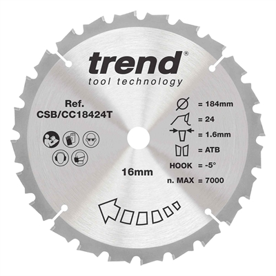 CSB/CC18424T - Craft saw blade crosscut 184mm x 24 teeth x 16mm thin