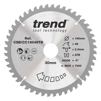 CSB/CC19048TB - WOOD CC SAWBLADE 190X30X48TX2.3