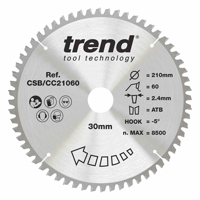 CSB/CC21060 - WOOD CC SAWBLADE 210X30X60TX2.4