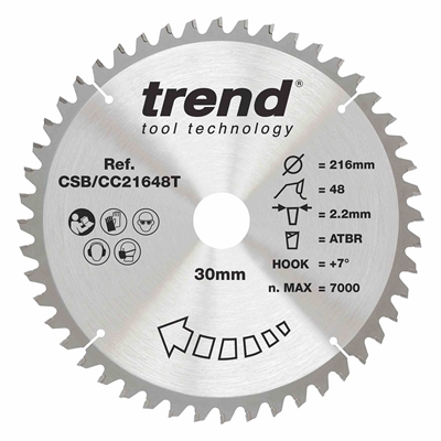 CSB/CC21648T - WOOD CC SAWBLADE 216X30X48TX2.2