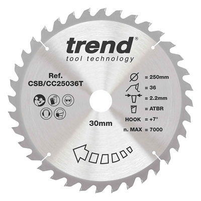 CSB/CC25036T - Craft saw blade crosscut 250mm x 36 teeth x 30mm