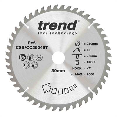 CSB/CC25048T - WOOD CC SAWBLADE 250X30X48TX2.2