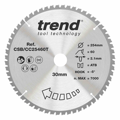 CSB/CC25460T - Craft saw blade crosscut 254mm x 60 teeth x 30mm thin