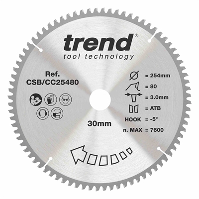 CSB/CC25480 - WOOD CC SAWBLADE 254X30X80TX3.0