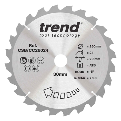 CSB/CC26024 - Craft saw blade crosscut 260mm x 24 teeth x 30mm