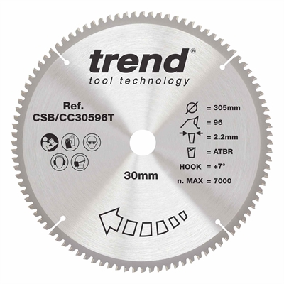 CSB/CC30596T - WOOD CC SAWBLADE 305X30X96TX2.2